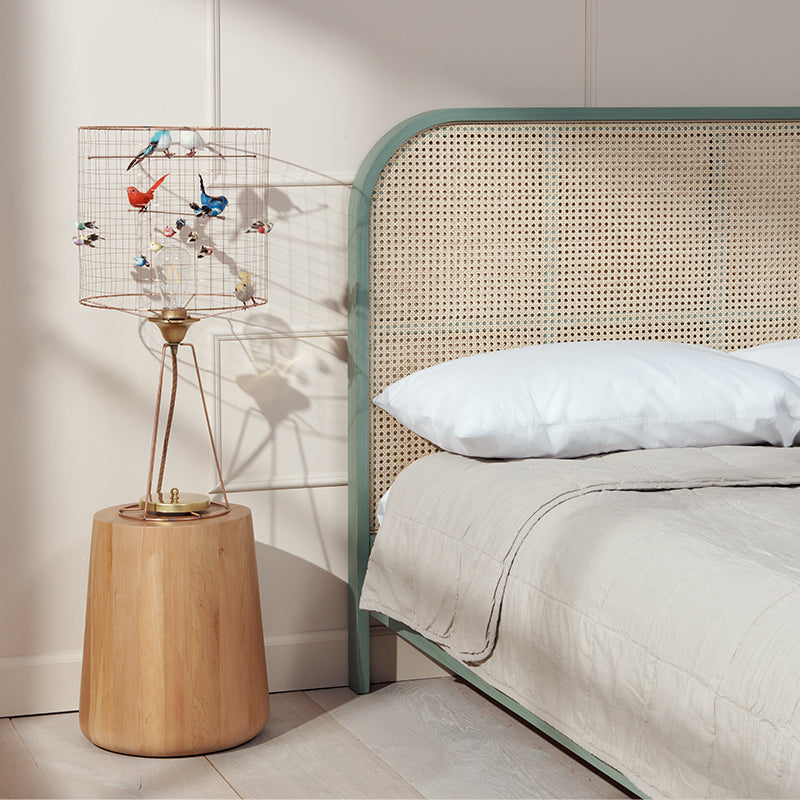 La Volière Lamp and Cane King Bed